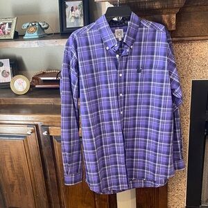 Cinch Men's Plaid Button-Down Shirt in Purple